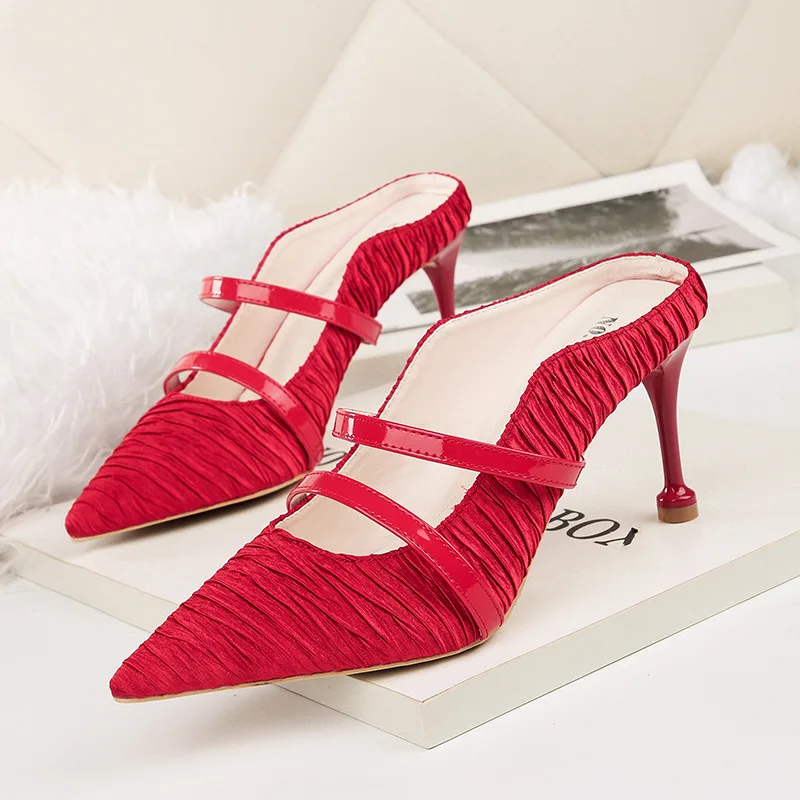 

6231-3 Korean version of fashion pointy shallow high heels nightclub sexy women's singles shoes after the empty thin and shoes