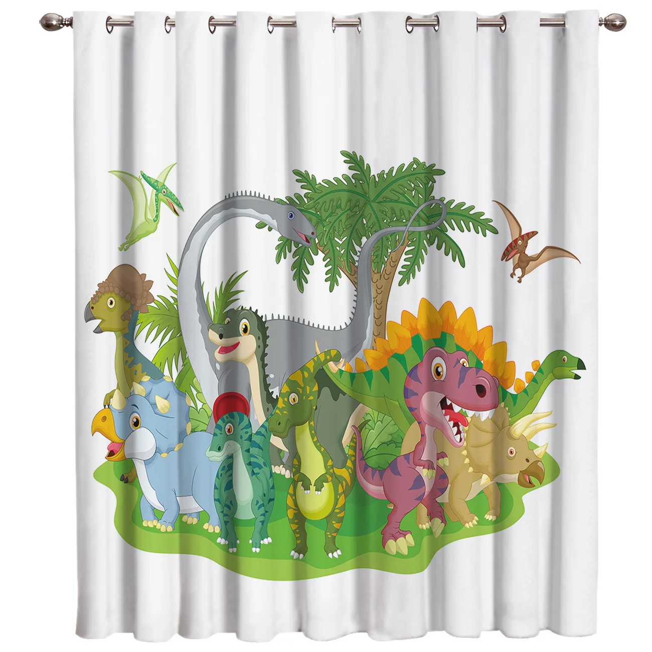 

Colour Dinosaur Drawings Window Treatments Curtains Valance Room Curtains Large Window Living Room Bedroom Kitchen Indoor Floral