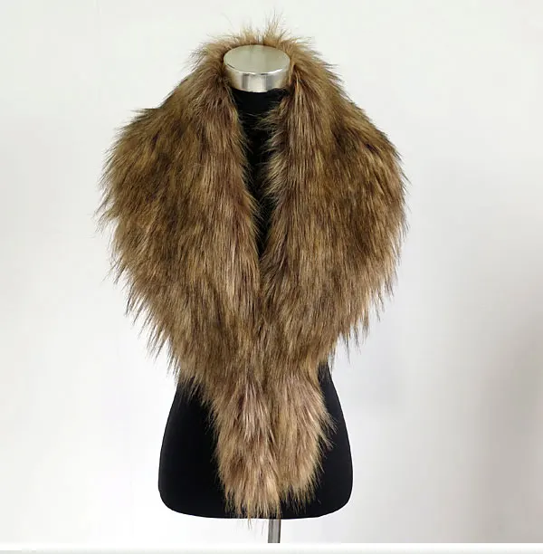 Женский тёплый шарф-шаль с воротником из искусственного меха Foxtail, длинный толстый воротник из искусственного меха лисы, Женское зимнее пальто