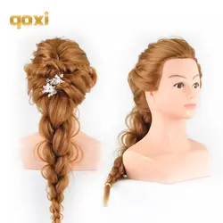 Qoxi Professional training головки с длинными толстые волосы практика парикмахерский Манекен Куклы укладки волос maniqui плечами