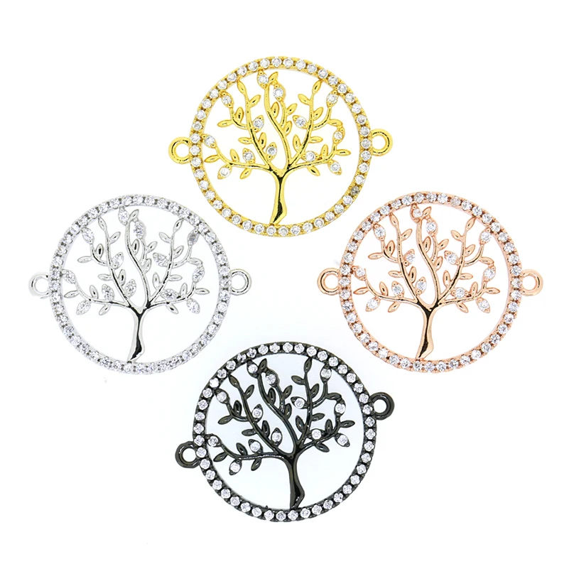 

10pcs New Style Tree Pave Transparence CZ Cubic Zirconia Charms Necklace Connectors For Handmade Bracelet And Necklace