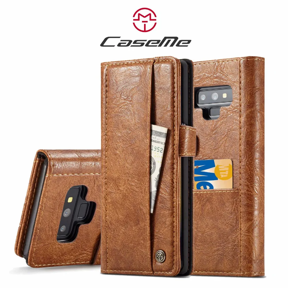 

CaseMe010 Retro Vintage Leather Phone Case For Samsung Note9 Note8 S7 Edge S8 S9 Plus Flip Wallet Card Slots Magnetic Cases