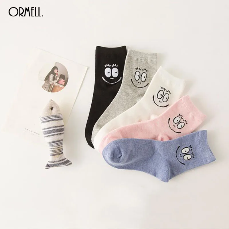 

2016 New Winter Women Socks Cotton Cute Smiling Emoji Printed Cute Girl Socks Free Shipping