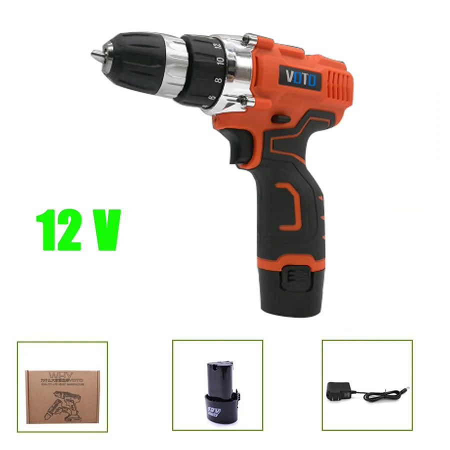 

VOTO V6 Battery Rechargeable Cordless Drill Electric Screwdriver Set Lithium Power Tools Screw Gun Driver 12V Orange 2018