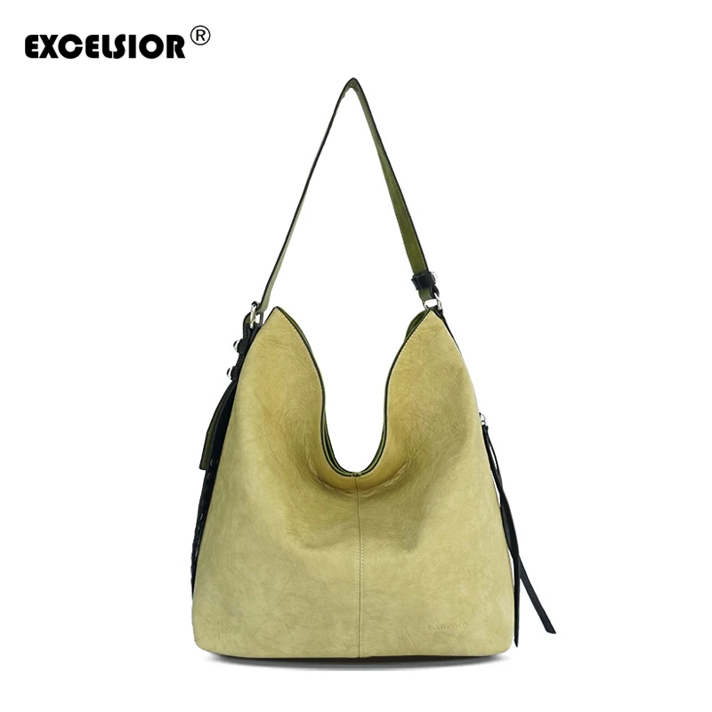 

EXCELSIOR New Women's Bag Brand Handbags Leather Luxury Rivet Strap Crossbody bags Soft PU Totes Big Capacity Bag for women