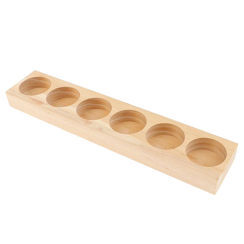 NATURAL WOOD Aromatherapy Perfume Essential Oil Display Storage Organizer Rack Stand Holder for 6 Pieces 15ml Bottles