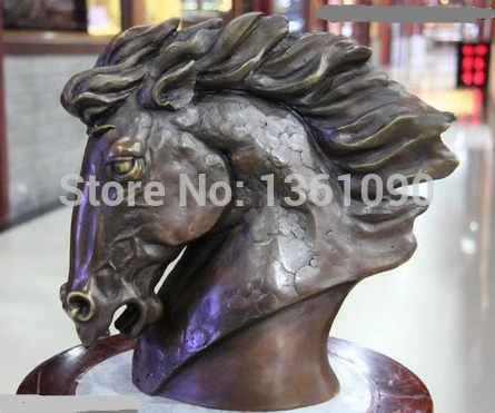 

xd 001026 11 China Classic Copper Bronze Feng Shui Lucky Auspicious Horse Head Art statue