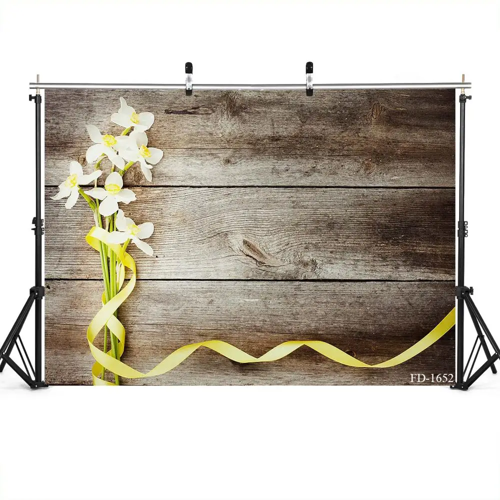

Brown Wooden Board Flowers Background Children Baby Backdrops Photocall Customized Photography for Cake Photo Studio Photophone