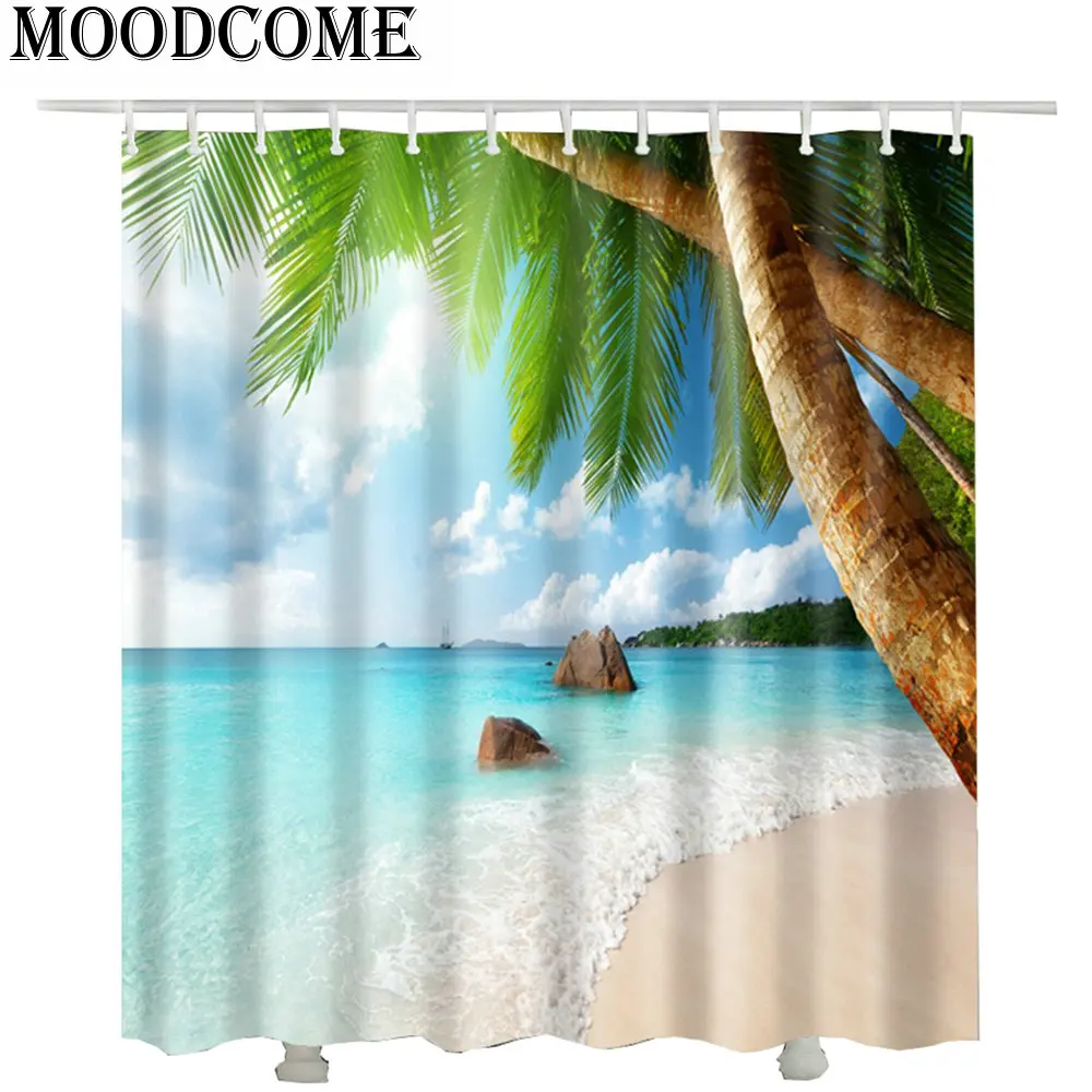 3d Rideaux De Douche De Plage Polyester Nouveau Design