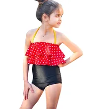 Летний детский купальный костюм из полиэстера для девочек, купальный костюм из двух предметов, купальный костюм, бикини, пляжные топы, шорты, купальник K0314