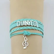 Бесконечность любовь Chanyeol браслеты характер Шарм ручной работы Веревка Кожа Ткань для женщин мужчин ювелирные изделия