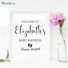 Personalized Name And Date Vinyl Stickers for Baby Shower Welcome Sign Decals Removable Party Wooden Wall Decor Sticker B838