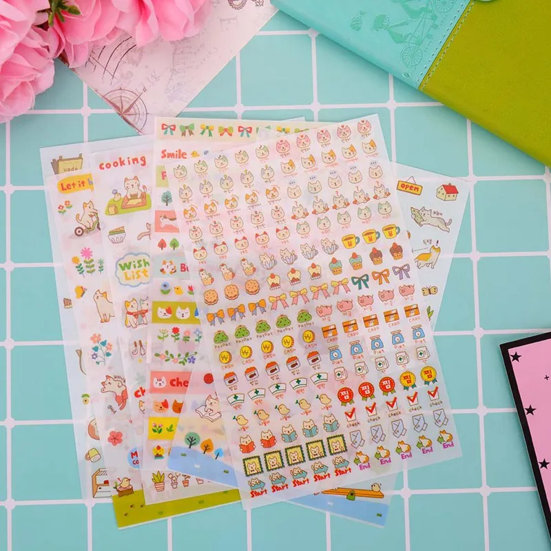 

6 Pcs/Set Cute Cartoon Cats Flowers Animals Sticker Cartoon Stickers Diary Sticker Scrapbook Decorative Stationery Stickers