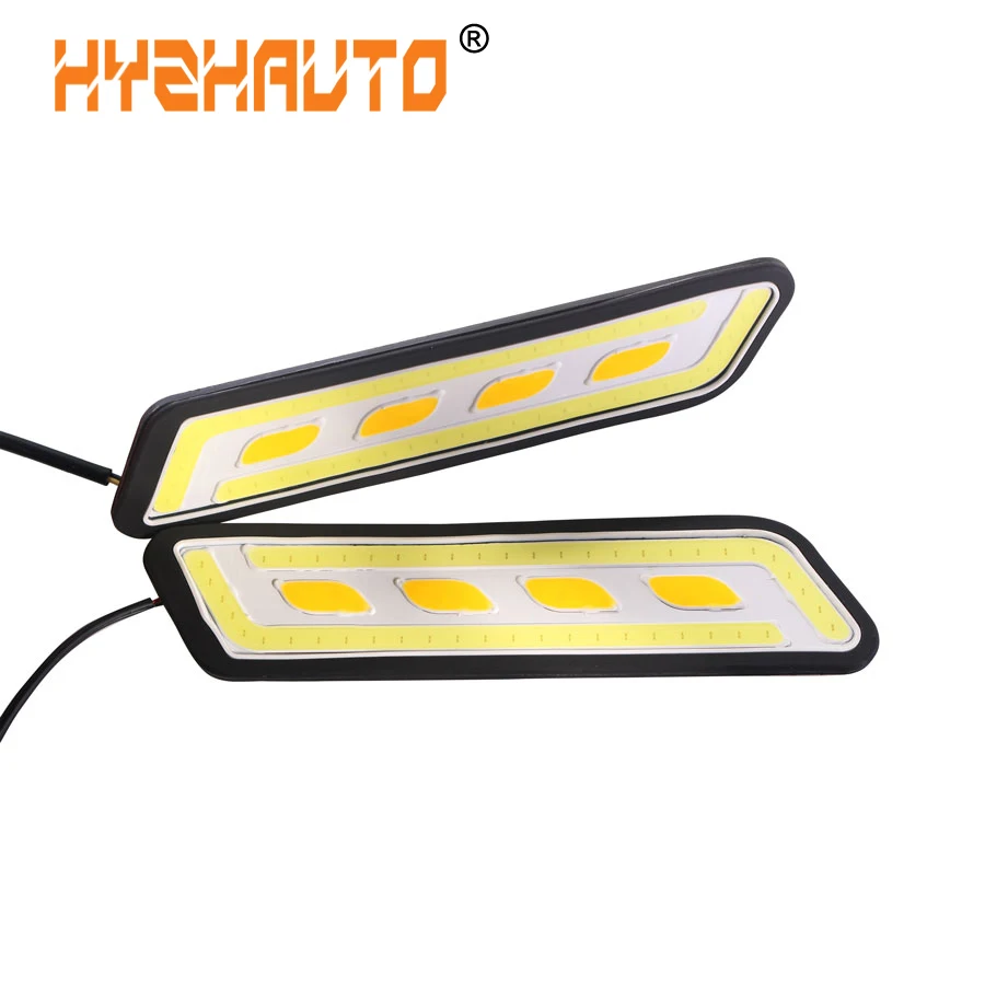 

HYZHAUTO 2Pcs Flexible COB LED Car Daytime Running Lights Waterproof White Yellow/Amber Auto DRL Turn Signal Lights car styling