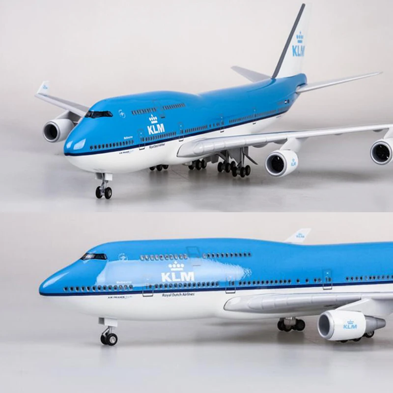 1/157 масштаб 47 см самолет Boeing B747 KLM королевский синий белый голландские авиалинии Модель W светильник колесо литье под давлением пластиковая Смола самолет Collec