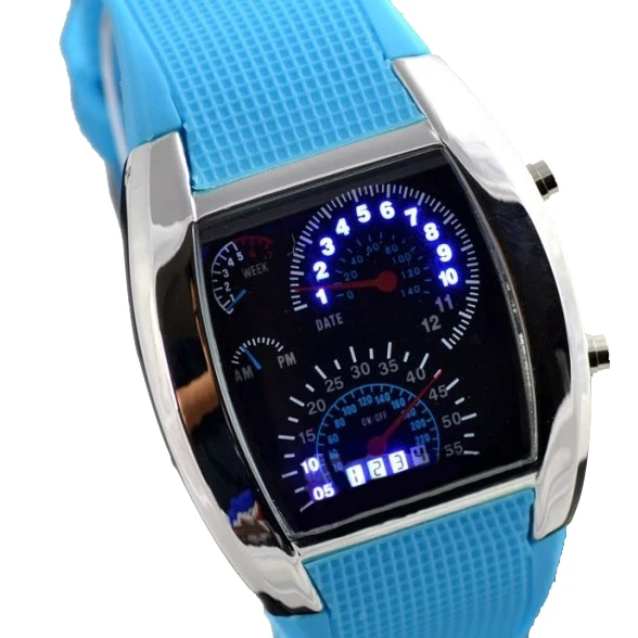 Men Military LED Backlight Digital Quartz Wristwatch Sports Watch Rubber Band Adjustable Brightness NR-shipping