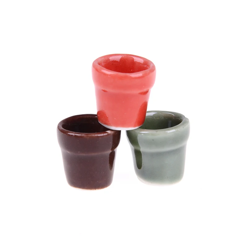 

3/4pcs/set Ceramics Flower Pots Miniature Children Puzzle Hand Dolls Toy House Dollhouse Flower Pots Dollhouse Furniture