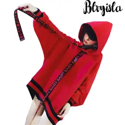 Blvyisla толстовки Классический готический черный, красный пуловер пальто Для женщин спортивные костюмы в стиле панк Свободные Кофты Уличная