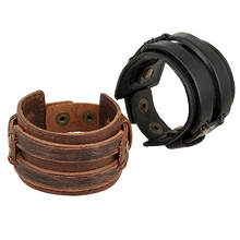 Hot selling Men Women Punk Retro Wide Faux Leather Belt Bracelet Wristband Jewelry Gift