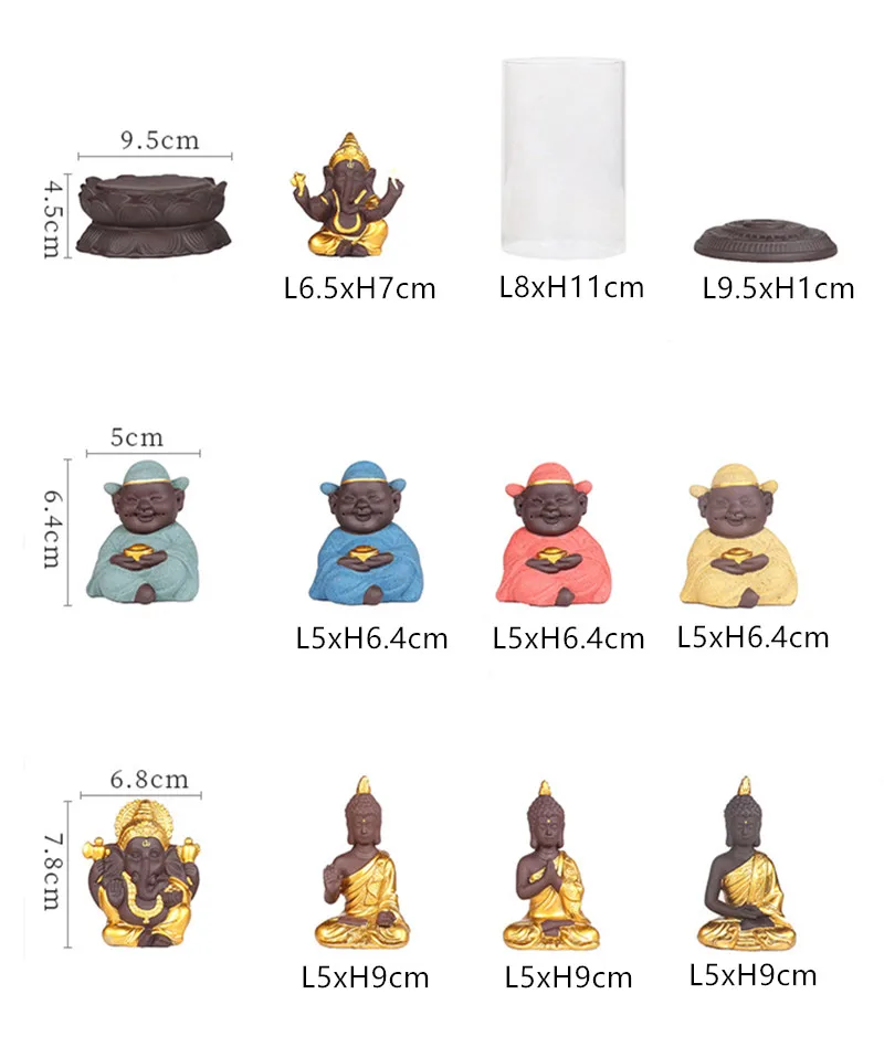 Ганеша обратного потока благовоний горелка слон Бог эмблема фиолетовая глина Курильница держатель со стеклянной защитной крышкой домашний декор