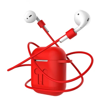 

3 in 1 Earphones Silicone Case For Apple Airpods Anti Lost Loop String Rope For Air Pods Charging Case Sleeve Soft Cable Cord