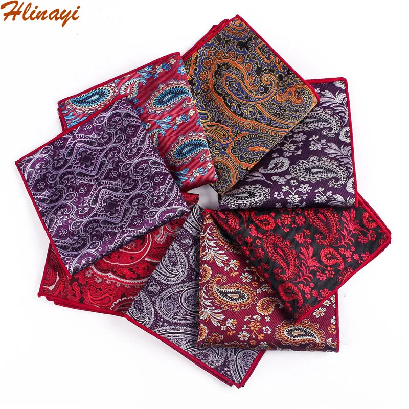 

Hlinayi 2019 New Men's Polyester Retro Cashew Flower Paisley Square Towel Men's Suit Handkerchief