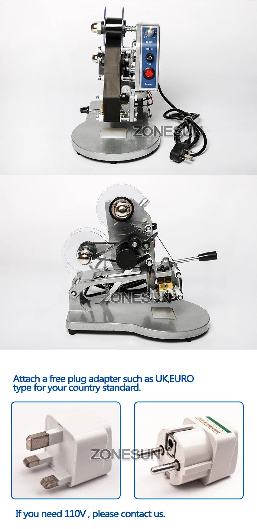 ZONESUN Manual Code Printer,PVC card embossing machine,letterpress rotogravure printing machine.name card code printer