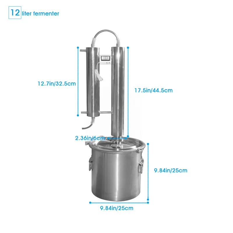 DIY Alcohol Distiller  Stainless Steel  Distillation Apparatus Laboratory Chemistry Glassware Set 12L 30L35L With Thermometer (1)_