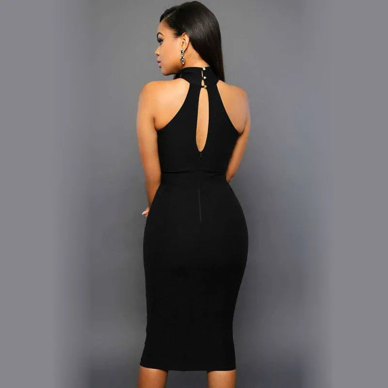 مثير ضمادة اللباس الخريف 2018 مثير أسود Bodycon ضمادة اللباس مع أبازيم مضلع Bodycon مخطط اللباس بالجملة Vestidos