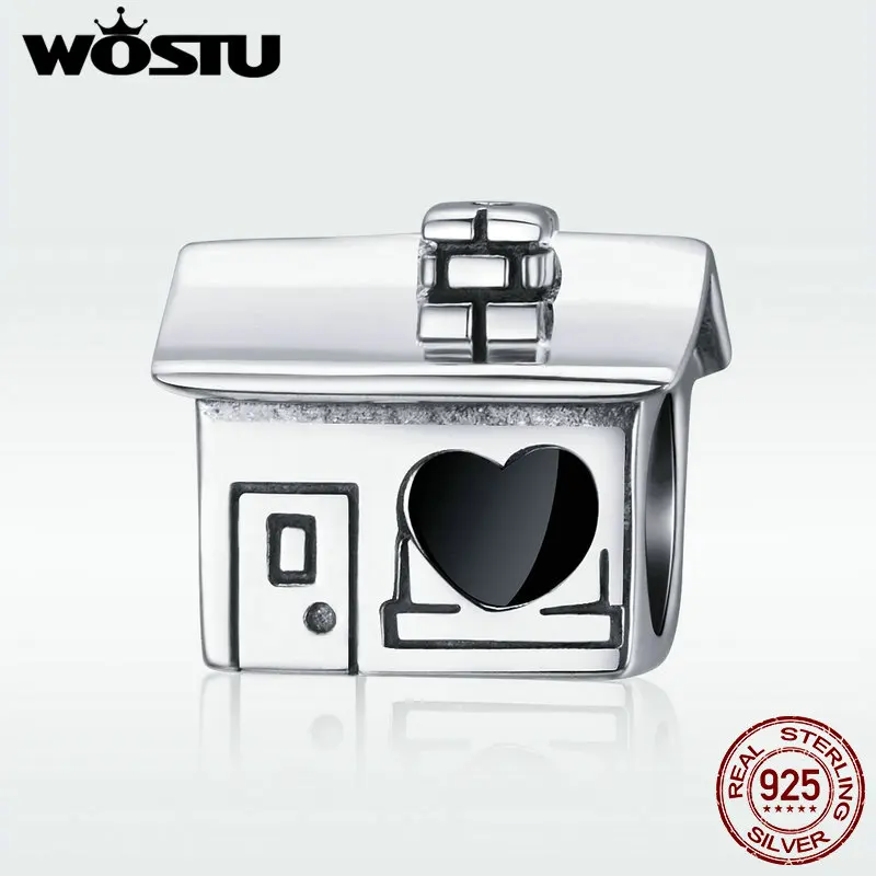 

WOSTU Romantic Real 925 Sterling Silver Home Family Charm Bracelet Fit Original Bracelet Beads For Women Silver Jewelry FIC1045