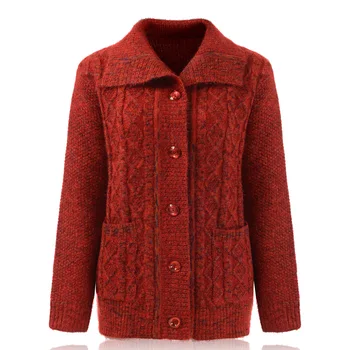 

2020 old people thickening warm sweater, women's clothing, autumn winter knitted sweater, cardigan, grandma's coat.