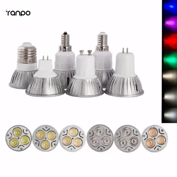 

6PCS/Lots High Power E12 E27 E14 GU10 MR16 GU5.3 3W LED Spot Light Lamp DC12V AC85-265V LED Spotlight Bulb Lamp 7Colors