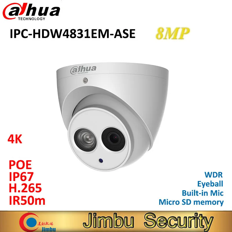 Dahua 8MP camera IPC-HDW4831EM-ASE 4KIR50m eyeball CCTV 8MP IP camera WDR built-in Mic H.265 Micro SD memory IP67 network camera