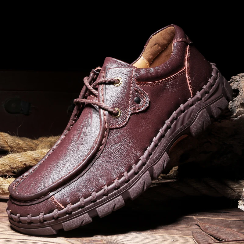 

2019 Camping Walking Shoes Climbing Anti-slip Over shoes Outdoor Equipment New Chunky Men Shoes Genuine Leather Casual Sneakers