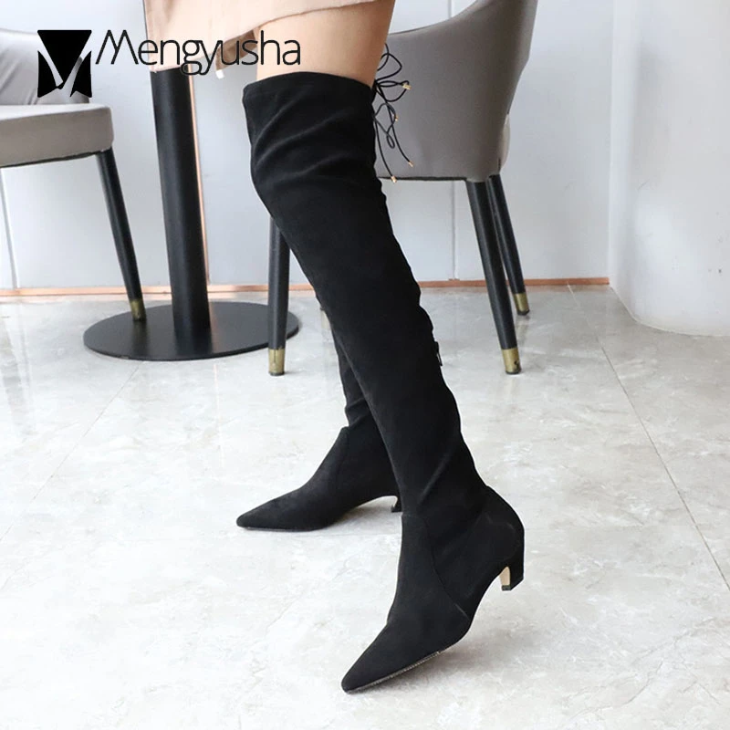 kitten heel thigh high boots