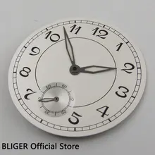 Классический BLIGER 38,9 мм белый стерильный циферблат черные арабские цифры часы циферблат подходит для ETA 6498 ручной обмотки механизм+ светящаяся рука