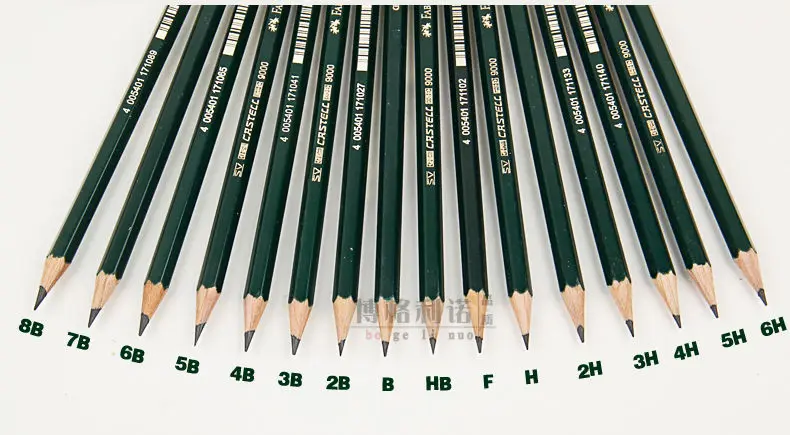 Карандаш для рисования и набросков Faber Castell 9000 графитовый 12 шт. 6 H, 5 H, 4 H, 3 H, 2 H, H, F, HB, B, 2B, 3B, 4B, 5B, 6B, 7B, 8B художественная поставка
