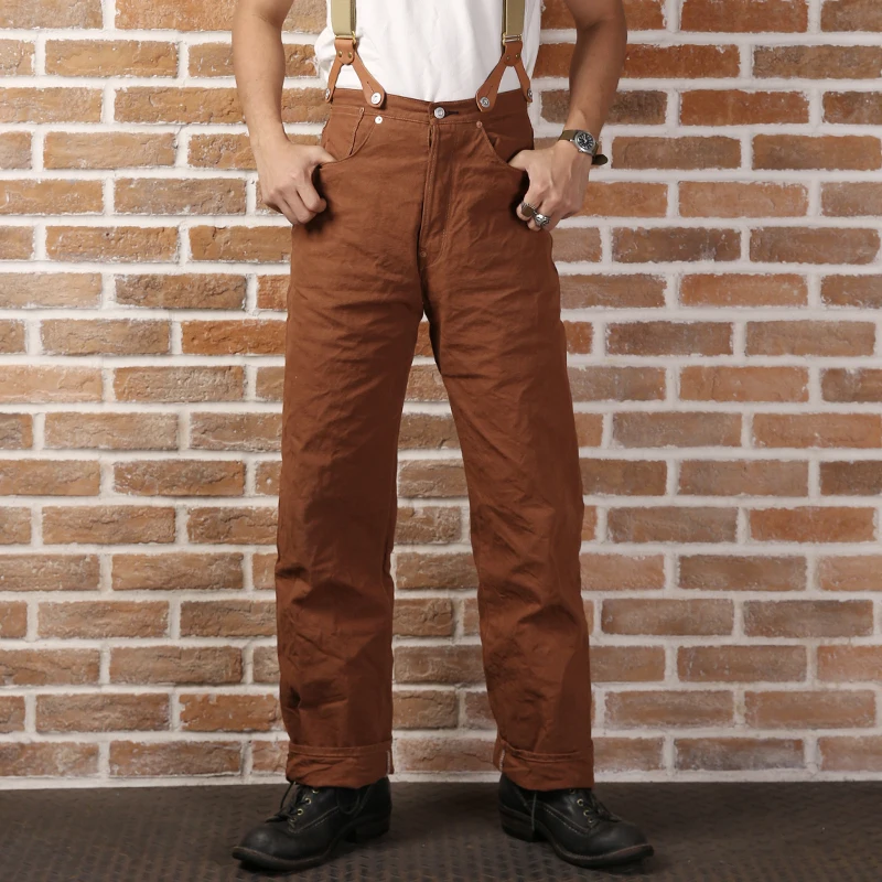 Бронсон Ман 11 унций прямые брюки с высокой талией винтажные холщовые брюки LOT873