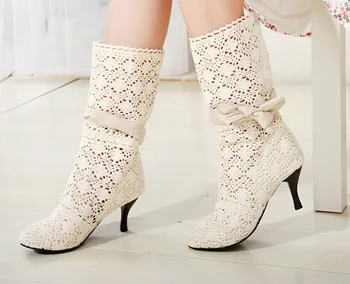 

2 Colors Sandals Boots High Heels Hollow Out Knee High Boots Gladiator Sandals Sexy Summer Women Shoes Size 26-62 WSH525