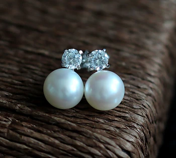 

8-9mm natural pearl earrings hypoallergenic classic Princess paragraph Earrings