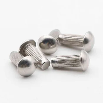 

50pcs M1.6 Aluminum Sign rivet Round head Knurled Solid rivets Nameplate Tap type 3mm-6mm Length