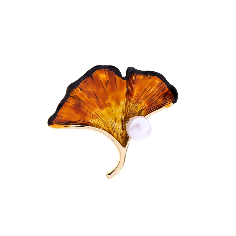 Ginkgo Leaf Imitation Pearls Brooches Enamel Caramel Delicate Breastpins For OL Women Collar Fashion Jewelry
Ginkgo Leaf Imitation Pearls Brooches Enamel Caramel Delicate Breastpins For OL Women Collar Fashion Jewelry