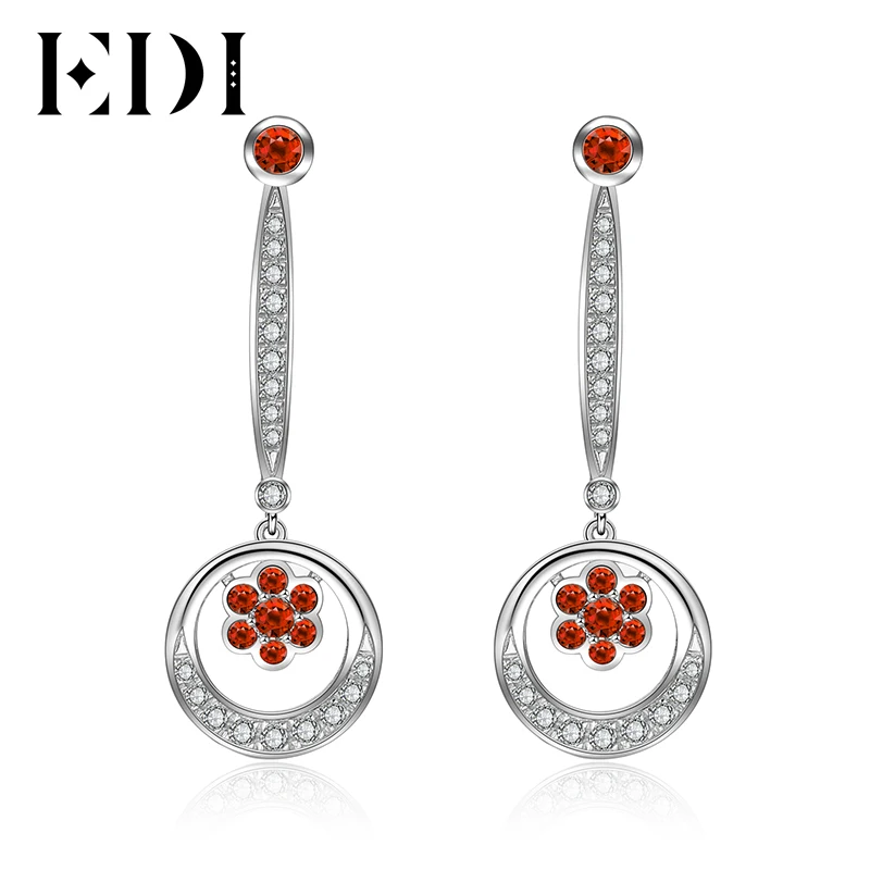 

EDI 2017 Women Natural Garnet Dangle Drop Earrings 925 Sterling Silver Earrings For Women Wedding Bride Decoration Fine Jewelry