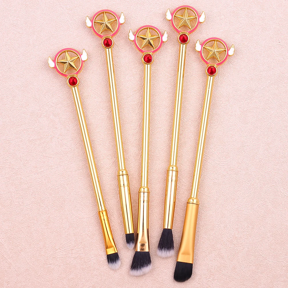 

Unique With Crystal Makeup Brushes Pro Cosmetic Tool Eyeshadow Angle Blush Brushes Beauty Make Up Brush Shader Fairy Gold Colour
