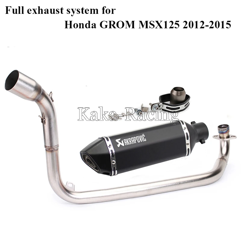 

For HONDA MSX125 GROM MSX-125 Akrapovic Motorcycle Exhaust Muffler With db killer Middle Link Pipe Full System Slip on MSX 125