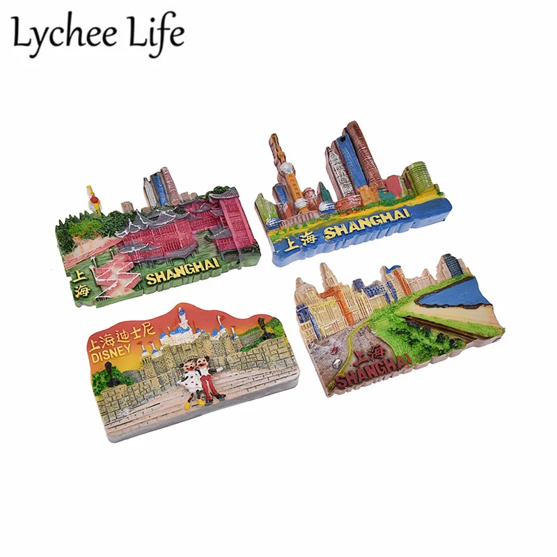 

Shanghai Landscape 3D Refrigerator Stickers Travel Souvenir Refrigerator Magnetic Sticker Home Kitchen Decoration