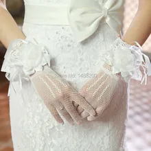 Новые цветы и Кружева Тюль Короткие Запястья Длина пальцев Свадебные перчатки Свадебные аксессуары luvas de noiva gants mariage