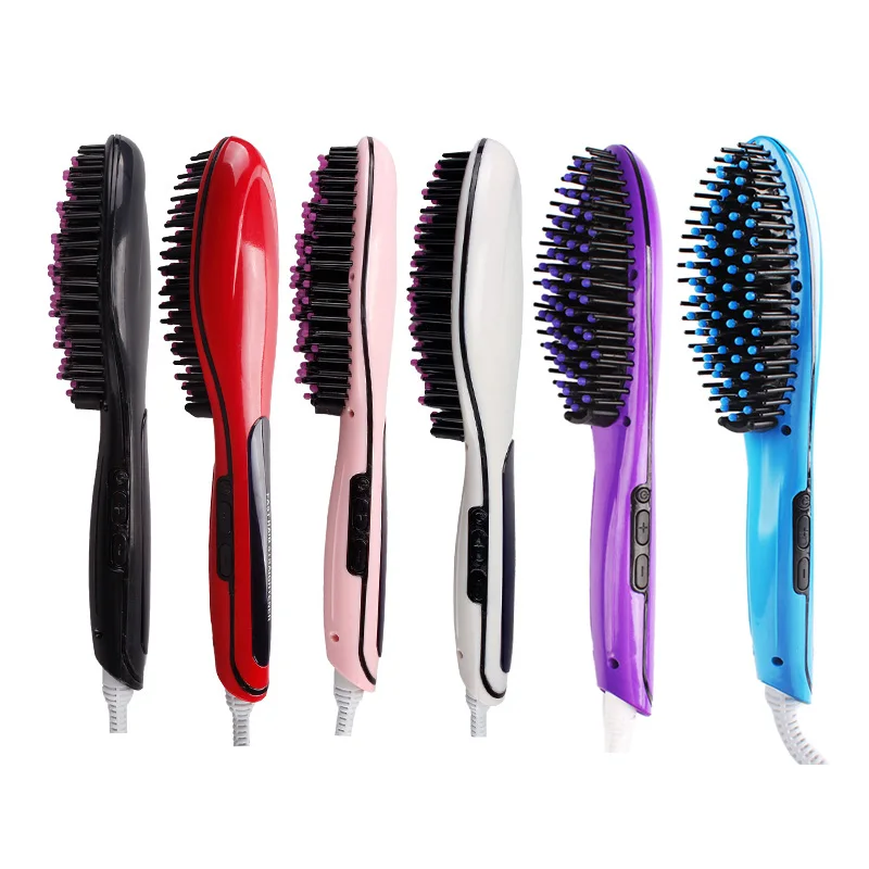 

Automatic Electric Hair Straightener Purple Comb LCD Hair Straightener Comb Iron Brush Auto Fast Hair Comb Clamp Massager Tool