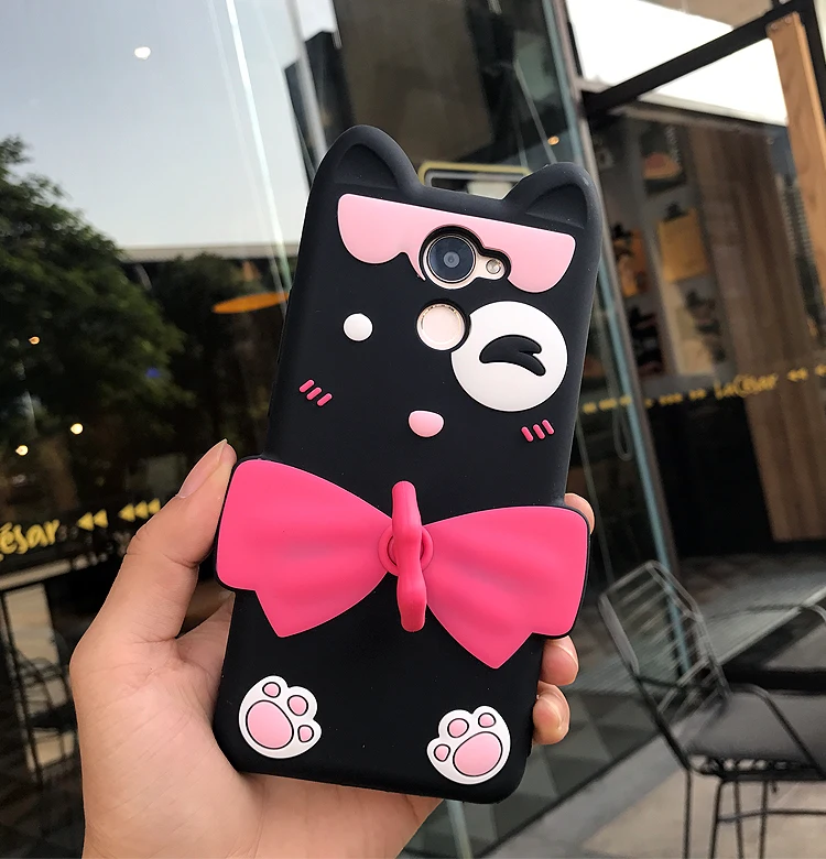 

New Cartoon Ring Cat 3D Silicon Stand Case For Huawei Enjoy 7 Plus Cute Phone cover For Huawei Y7 Prime cases