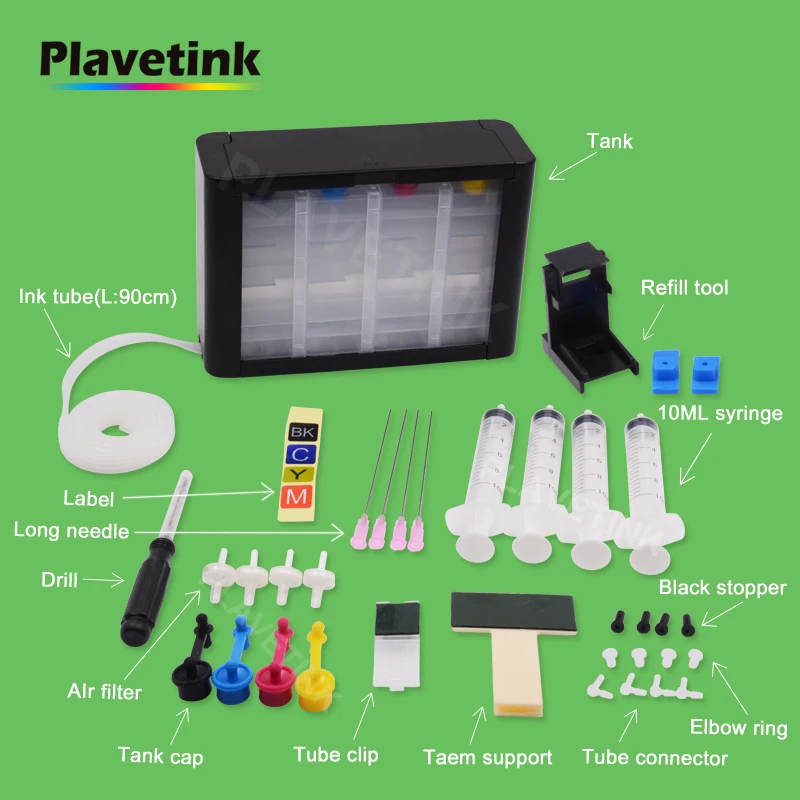 

Plavetink 4 Color Universal CISS Ink Tank For HP 123 123xl Deskjet 1110 2130 2132 2133 3630 3632 3638 4520 IP123 Printer Kits